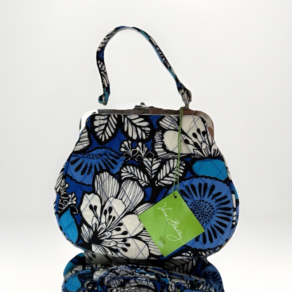 NEW VERA BRADLEY Blue Bayou Snap On kiss lock, Purse, Crossbody Removable Strap - Picture 2 of 16
